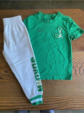 Jordan Green Tee and Gray Joggers Kids Set
